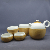 瓷胎竹编纯手工非文化遗产竹编茶具竹丝扣瓷主人杯公道杯单杯茶壶