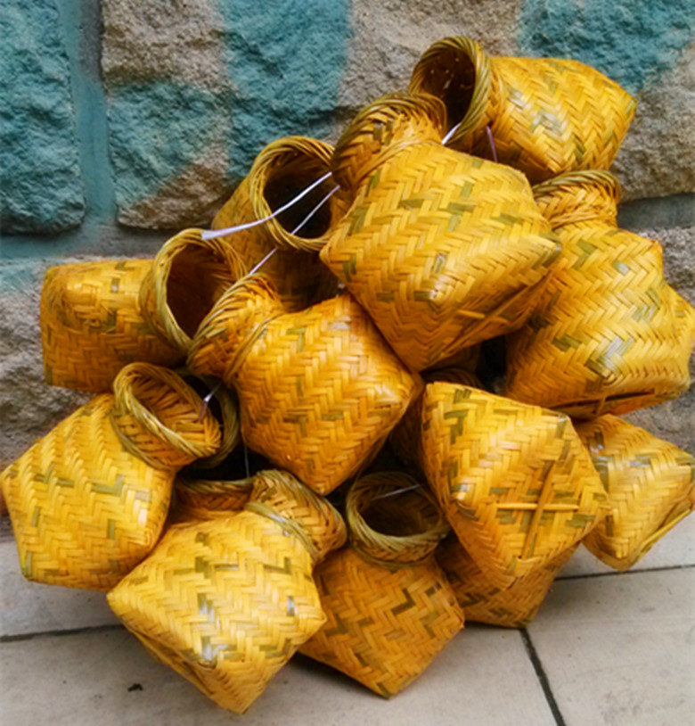 竹编竹箩 采茶篓茶篓 鱼篓 纯手工竹编小茶篓 工艺品竹篓表演装饰