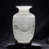 白色花瓶景德镇陶瓷摆件 插花器饰品 干花花瓶客厅餐厅装饰工艺品