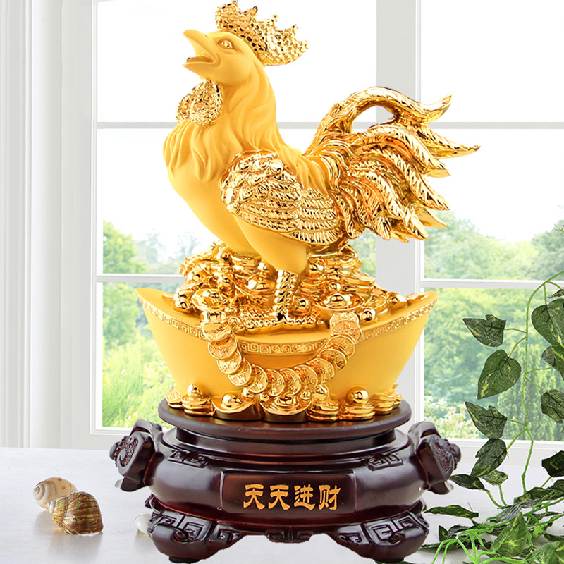 招财鸡摆件金鸡元宝十二生肖鸡风水工艺品家居装饰客厅电视柜摆设